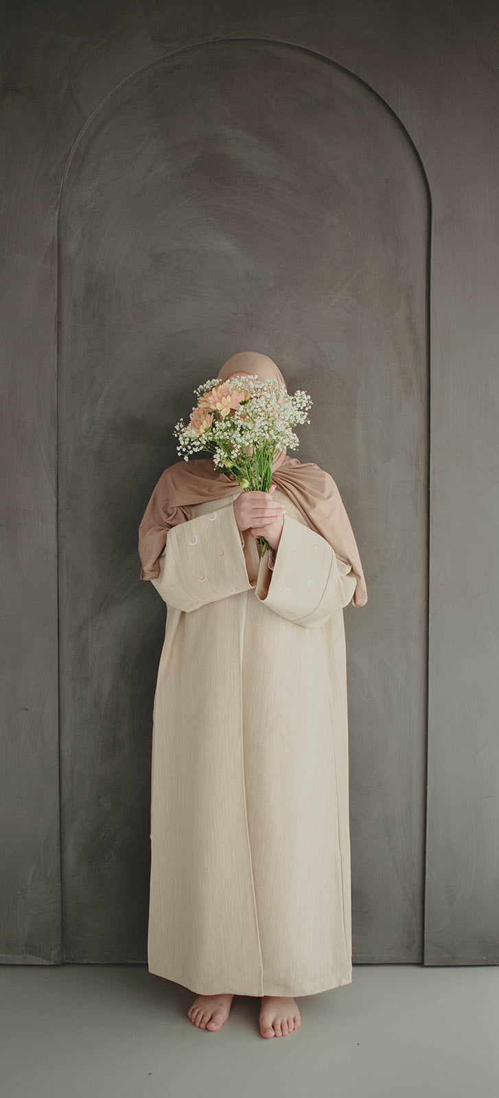 Sand linen look abaya