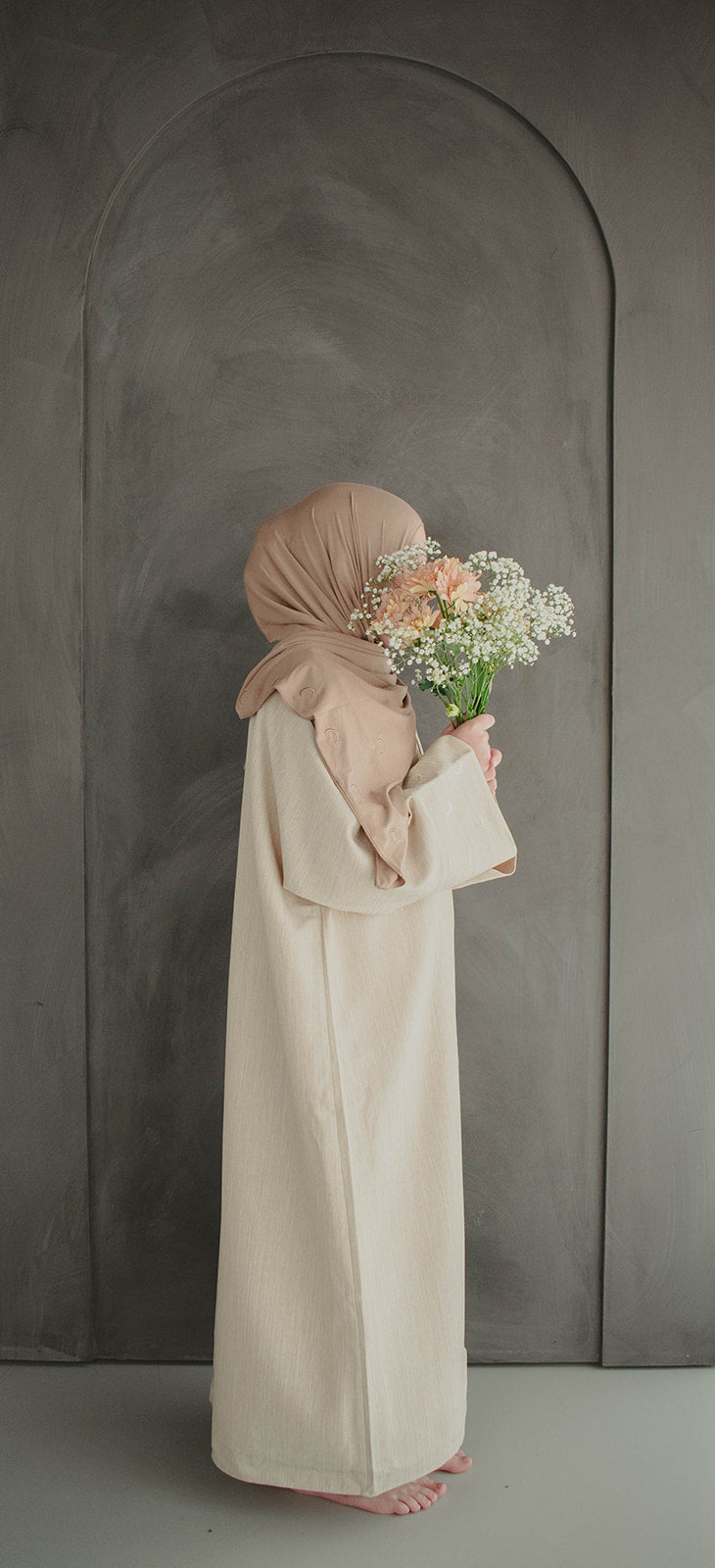 Sand linen look abaya