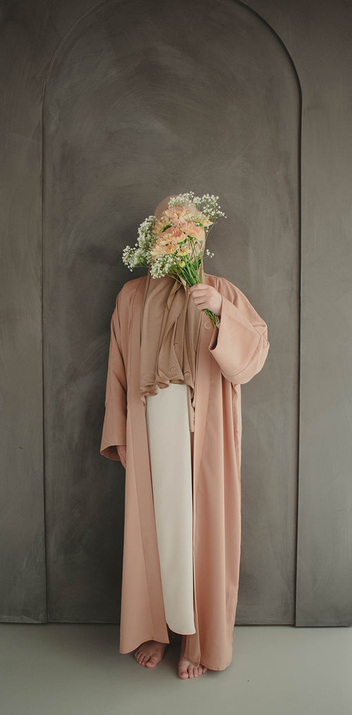 Kids open abaya brown