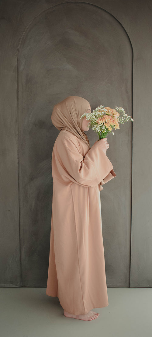 Kids open abaya brown